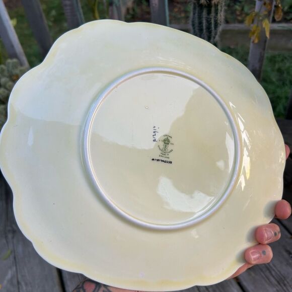 Crown Staffordshire Floral Cake Plate Serving Tray Bone China Gold Border 10" - Picture 6 of 16